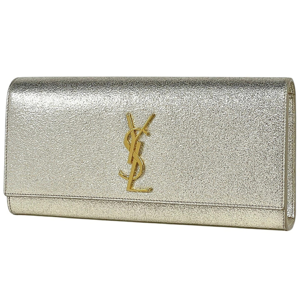 Saint Laurent Yves YSL Cassandra Clutch Bag Gold Leather
